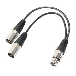 Kitcheniva - XLR Female Jack To Dual 2 Male Plug Y Splitter Microphone Cable Adapter - Black