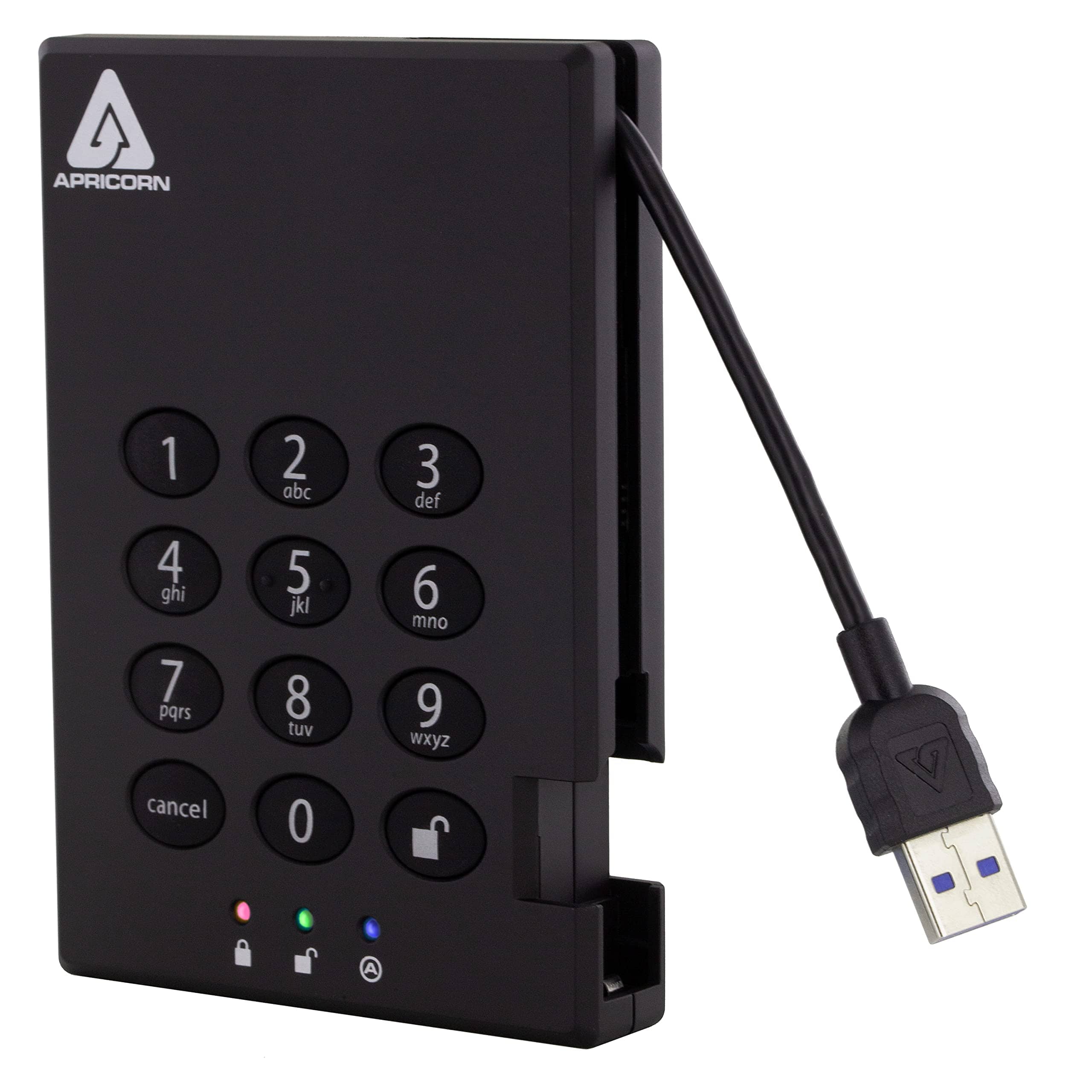 Apricorn - Aegis Padlock A25-3PL256-1000 1 TB External Hard Drive - Black
