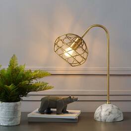 Salient Brass and Faux White Marble Table Lamp by Modway