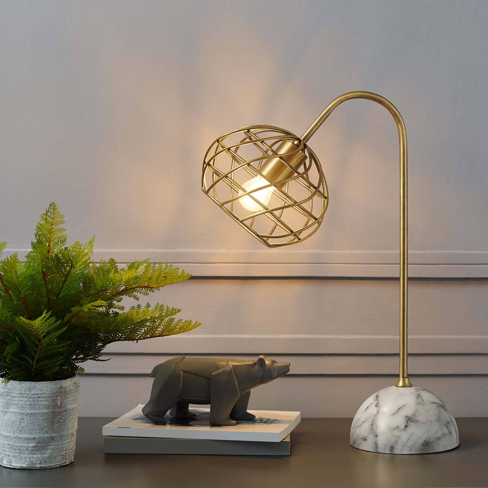 Front. Modway - Salient Brass and Faux White Marble Table Lamp by Modway.