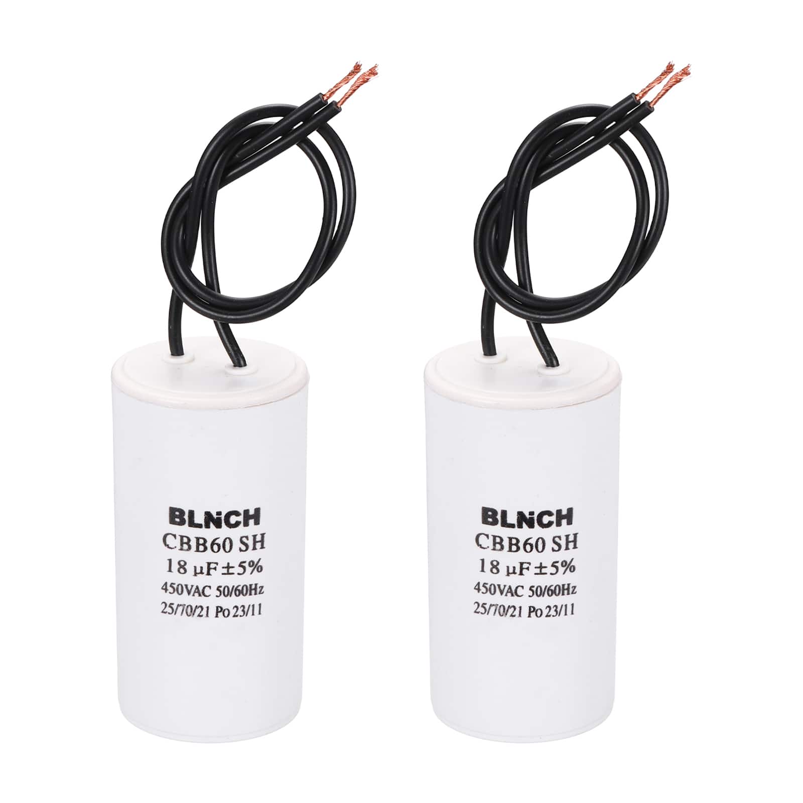 Unique Bargains - 2pcs 18uF CBB60 Running Capacitor, AC 450V 2 Wire for Air Compressor, Washing Machine, Refrigerator, Air Conditioner - White price history on PriceWatchPro