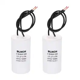 Unique Bargains - 2pcs 18uF CBB60 Running Capacitor, AC 450V 2 Wire for Air Compressor, Washing Machine, Refrigerator, Air Conditioner - White