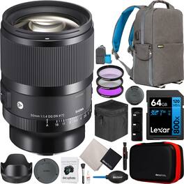 Sigma - 50mm F1.4 DG DN Art Lens for Full Frame Sony E-Mount Mirrorless Cameras + Accessory Package