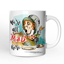OrnamentallyYou - The Mad Hatter Tea Party Mug, Vintage 1860s Alice's Adventure in Wonderland - White