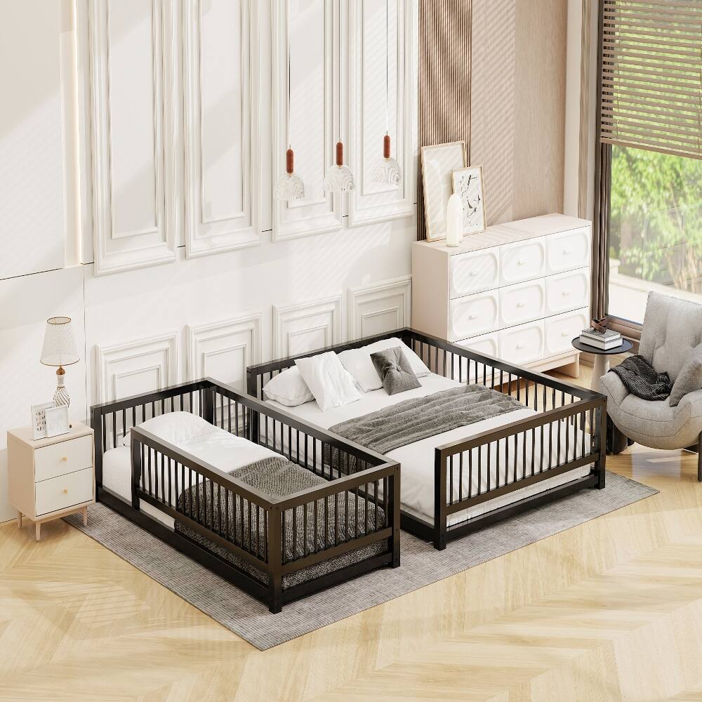 Alt View 1. Loheer - Loheer Twin XL Over Queen Bunk Bed Heavy Duty Metal Frame Black - Black.