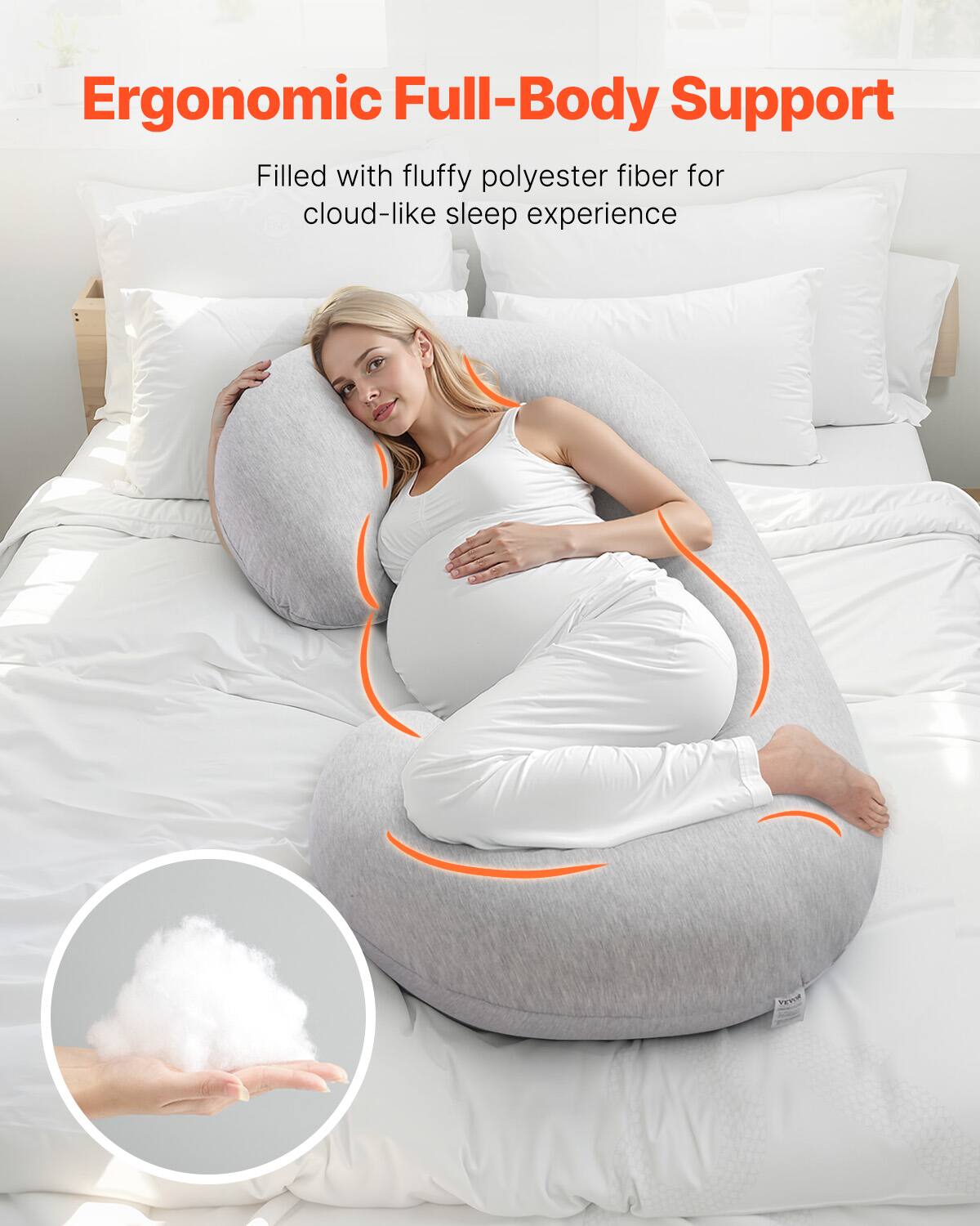 Ergonomic Full-Body Support

Filled with fluffy polyester fiber for cloud-like sleep experience