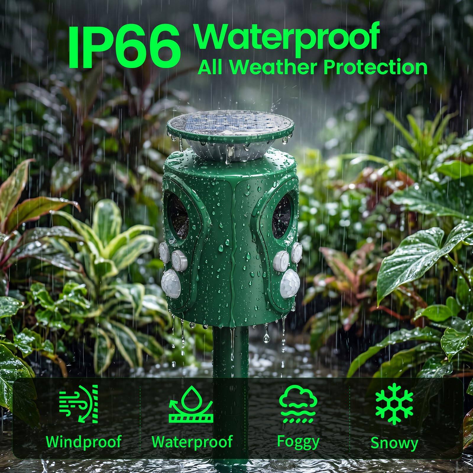 IP66 Waterproof All Weather Protection  
Windproof Waterproof Foggy Snowy