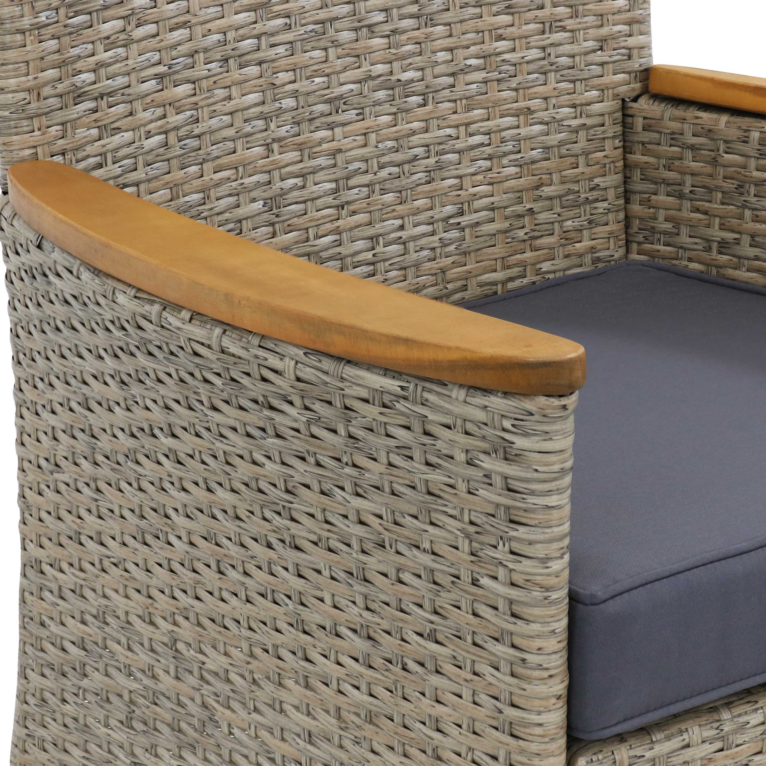 Alt View 5. Sunnydaze - Foxford Acacia Wood and Resin Rattan 7-Piece Patio Dining Set - Brown.
