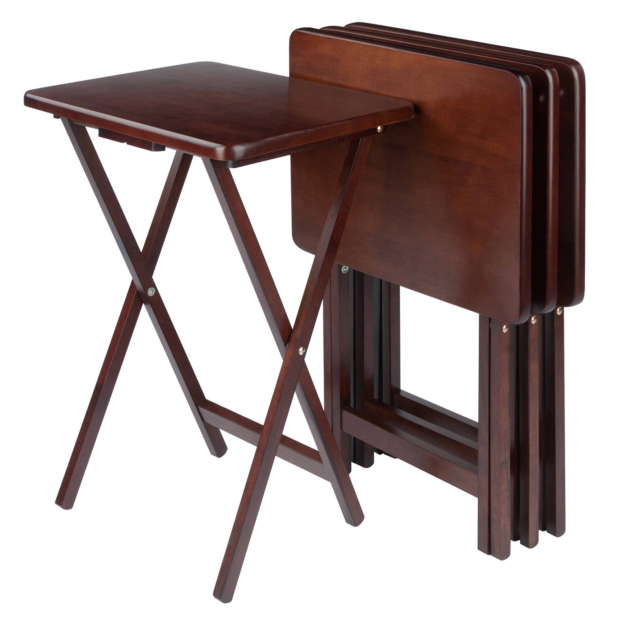 Front. Winsome Wood - Alex 4-Pc Snack Tables - Walnut.