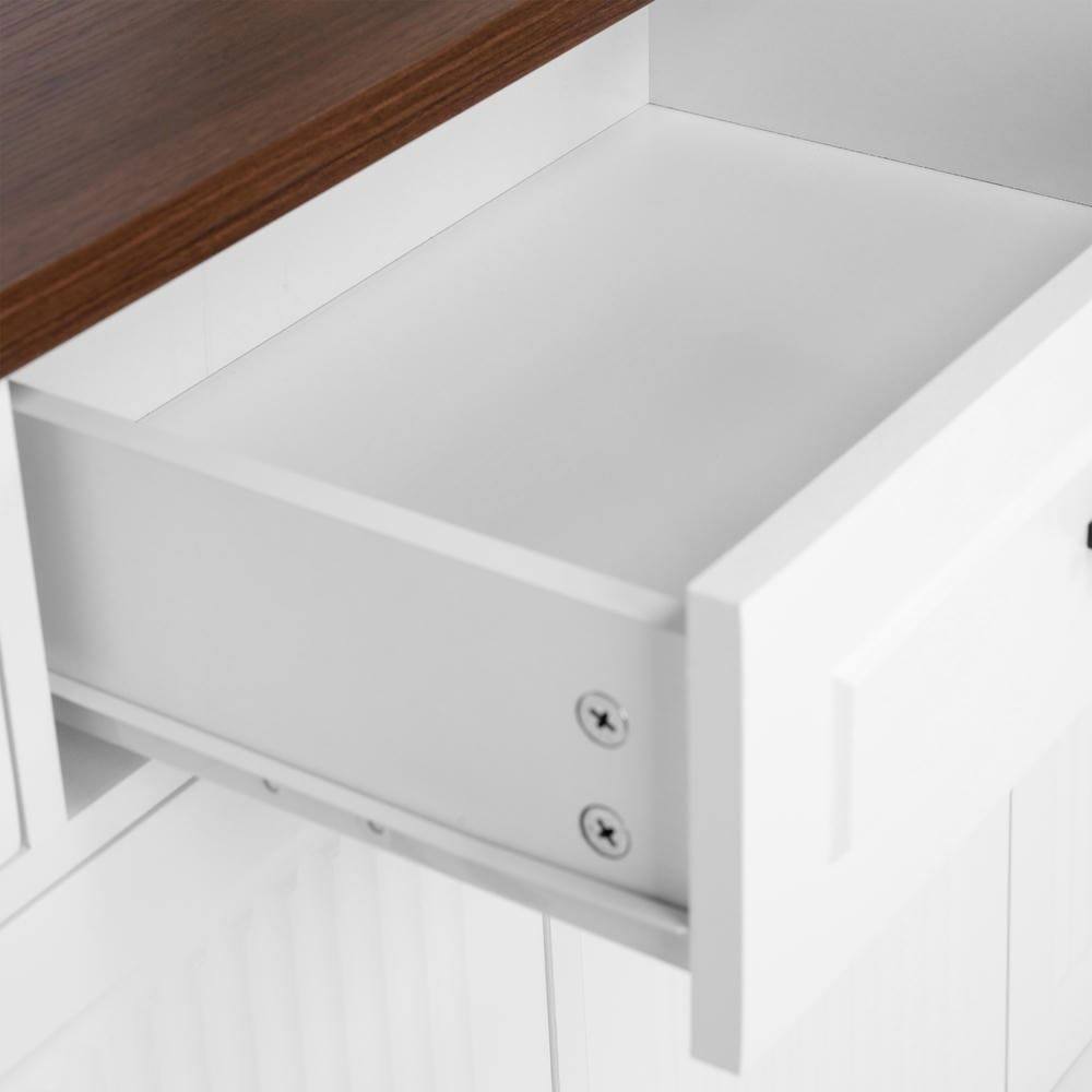 Alt View 6. Kadyn - 63" Fluted Sideboard Cabinet with Storage for Kitchen and Dining Room - White - White.