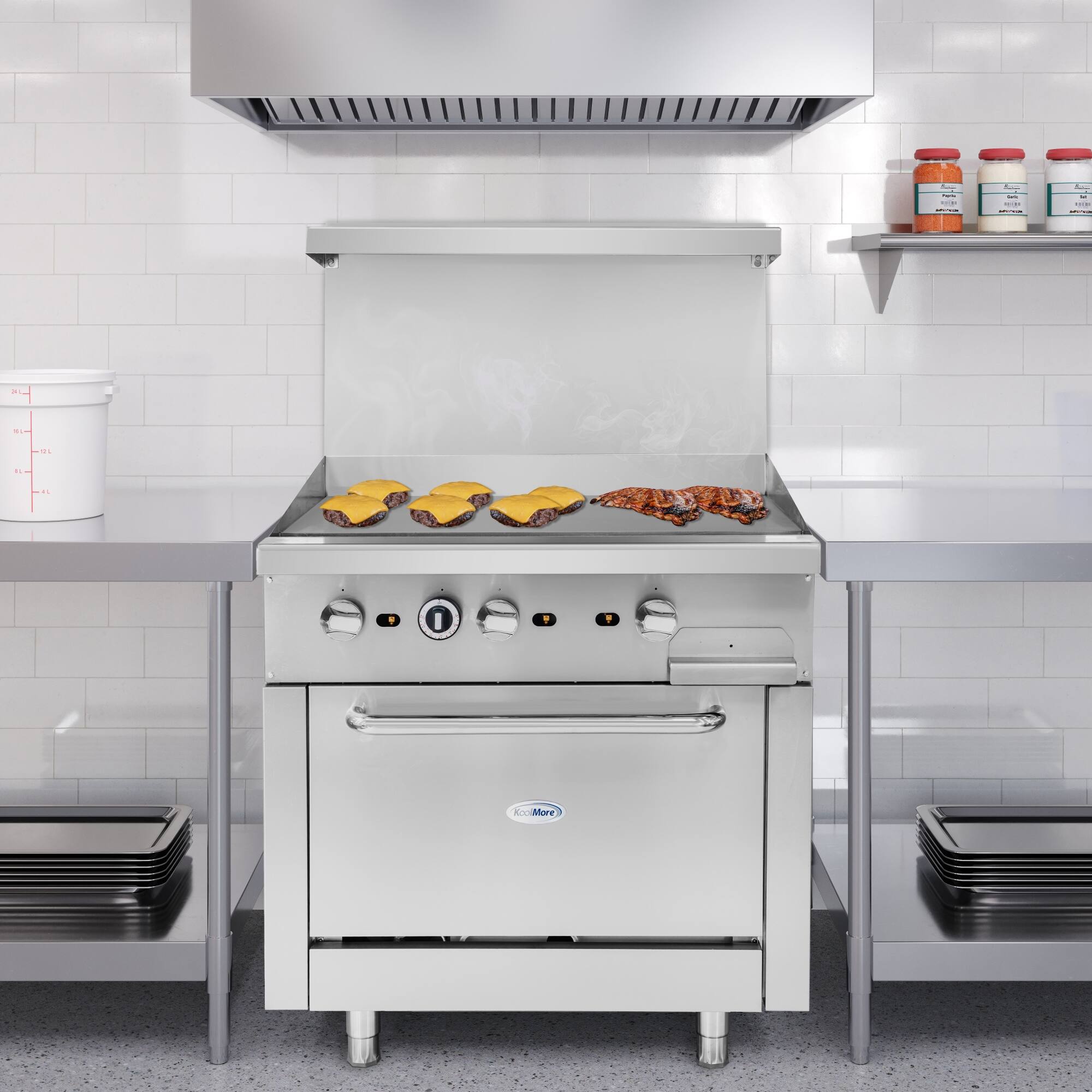 Back. Koolmore - 36 in. Commercial Oven with Griddle Top, 90000 BTU in Stainless-Steel (KM-CRG36G-NG) - Stainless Steel.