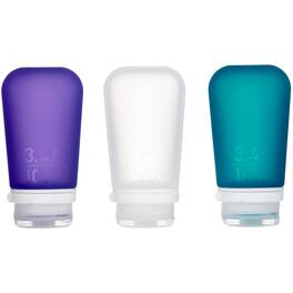 Humangear - GoToob+ Soft Silicone Travel Bottle 3-Pack - Large - Clear/Purple/Teal