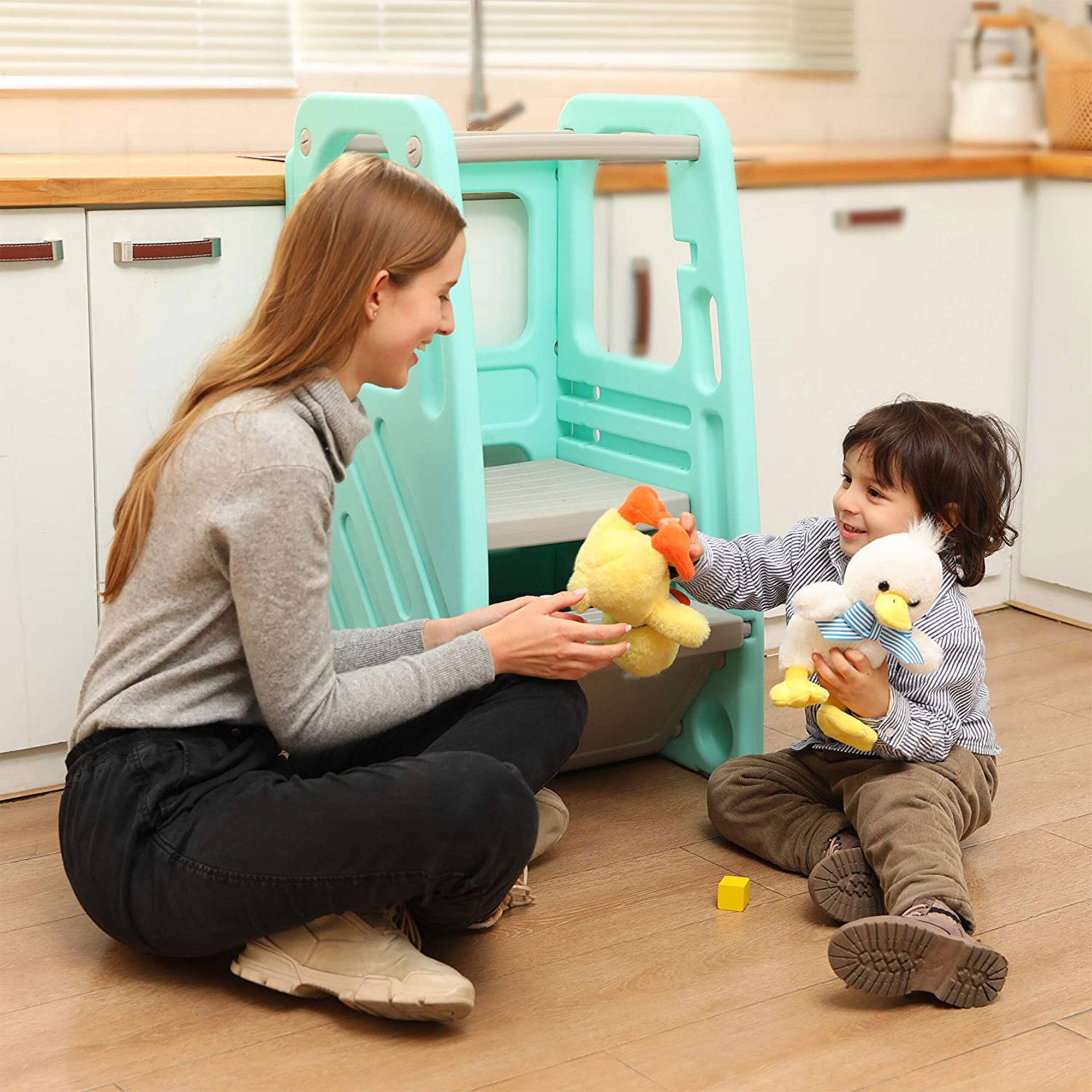 Alt View 3. SDADI - SDADI PLT01GN Children's Plastic Learning Stool with 3 Adjustable Heights, Green - Green.