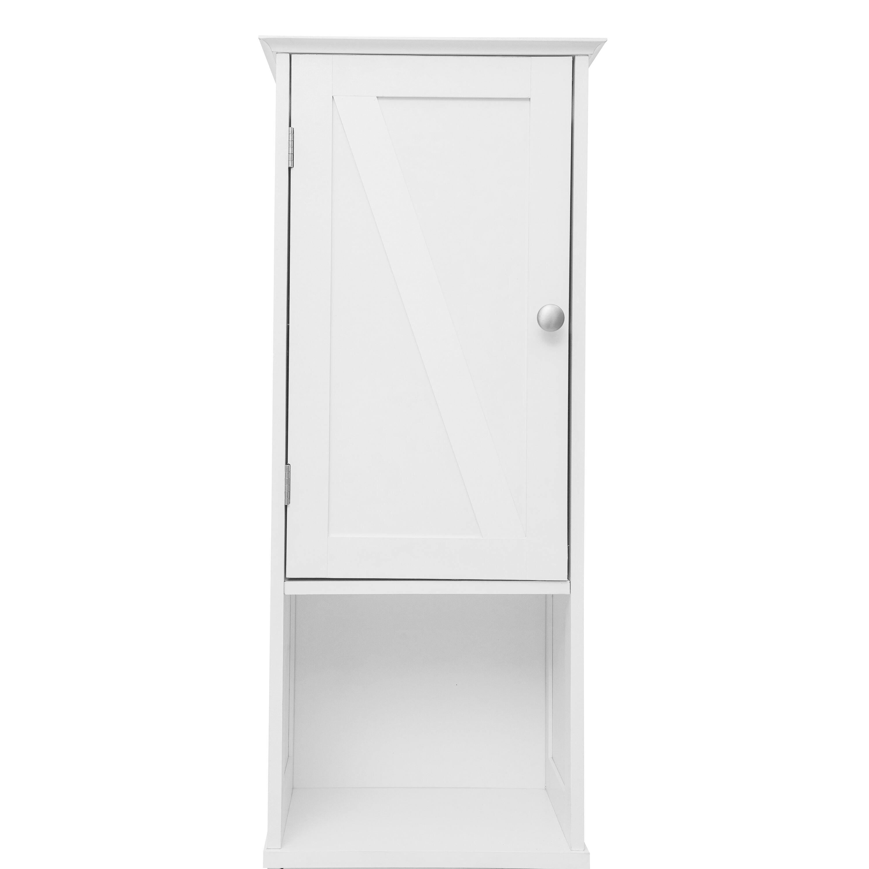 Alt View 10. Emma + Oliver - Farmhouse Freestanding Linen Tower with Shelves, Drawer, and Doors - White.