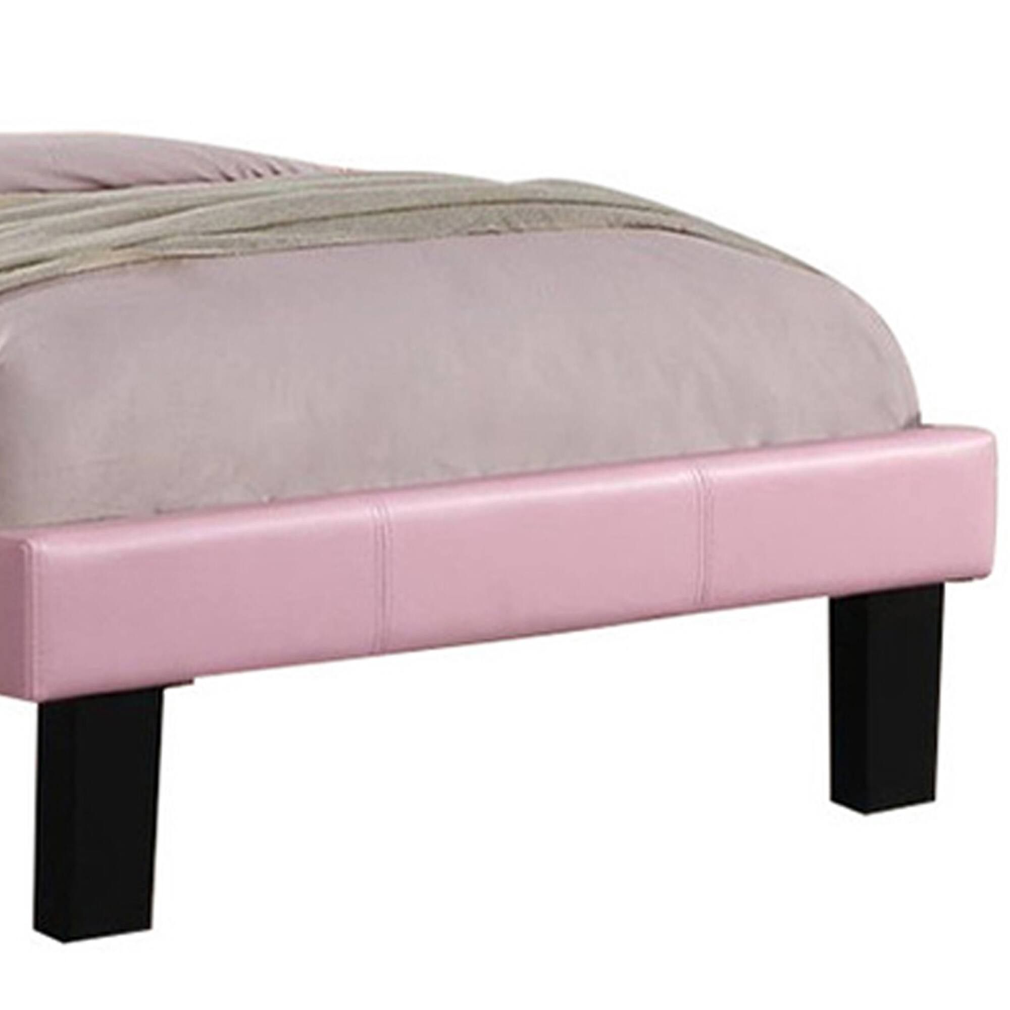 Alt View 3. Manhattan Lane - Silky And Sheeny Wooden Full Bed With Pink PU Tufted Head Board - Pink.