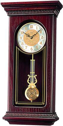 Seiko - Mahogany Wall Clock with Pendulum and Chime - Dark Brown