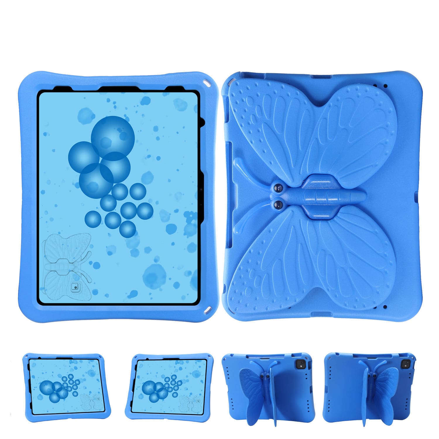 UUCOVER - Butterfly Case for iPad Air 13-inch M4 M3 M2 (2026/2025/2024),Shockproof EVA Kids Case 360° Rotating Stand Cover - Blue