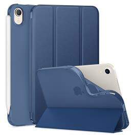 DTTO - Slim Trifold Case for iPad mini 7 (A17 Pro) 2024 / iPad mini 6 2021, Translucent Frosted Back, Auto Wake/Sleep - Navy Blue
