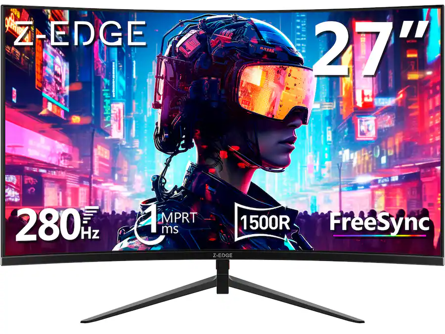 Streamlined Monitor Z Z Edge 27 inch 1080P Full HD 1920 x 1080 280 Hz 1 ms Curved Gaming ...