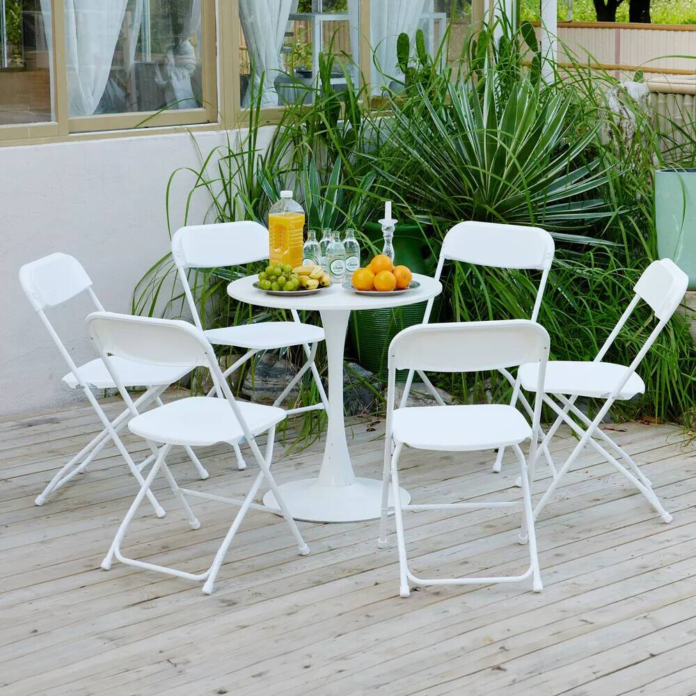 Alt View 4. Essen Blissed - 10 PCS Plastic Folding Chair, Folding Chair for Wedding Party Outdoor Indoor, Stackable Folding Chairs White - White.