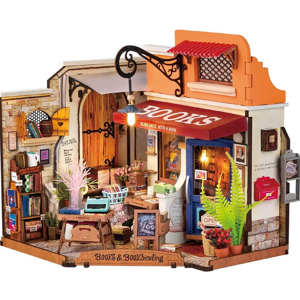 Rolife - DG164 DIY Miniature House Kit - Corner Bookstore - Black