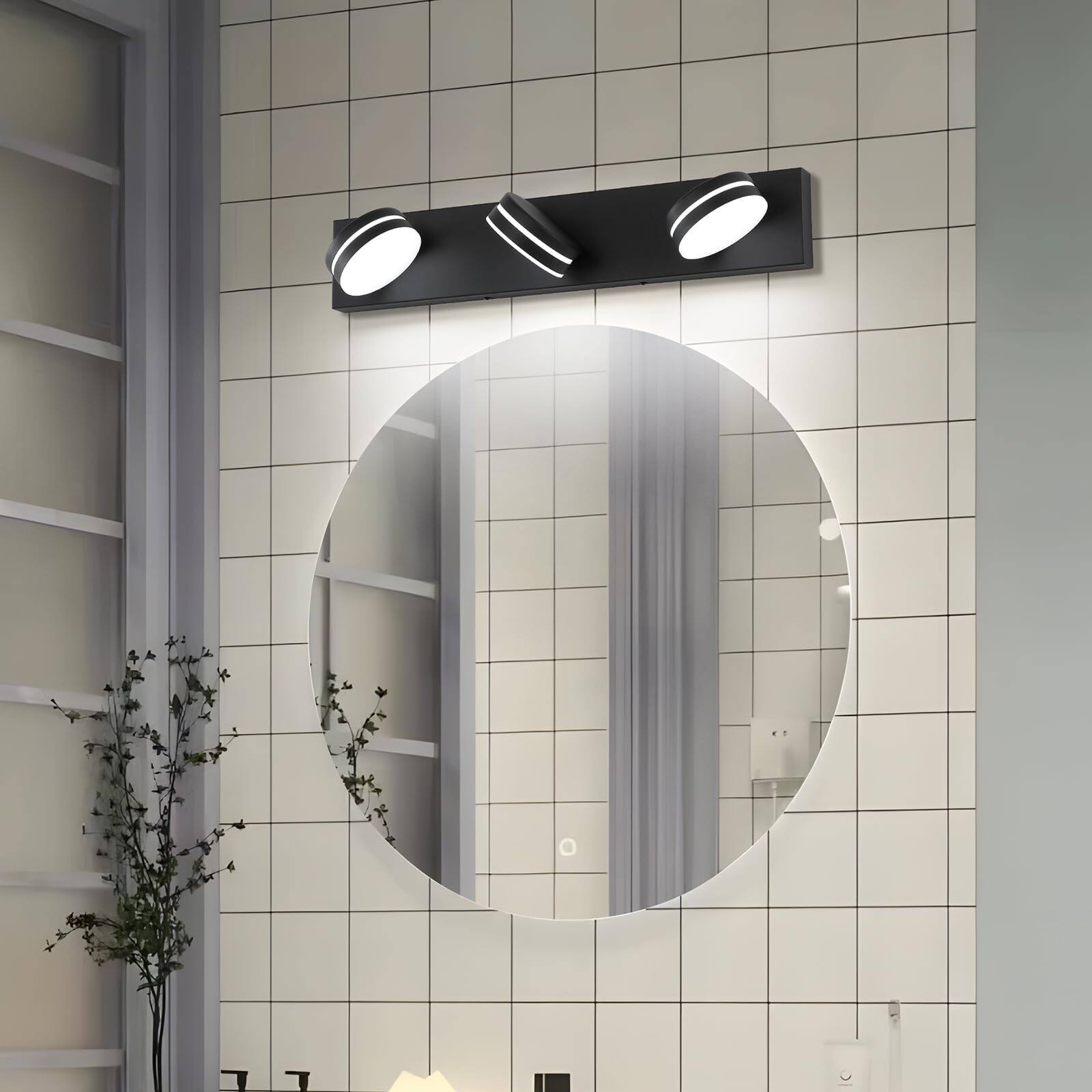 Alt View 6. Comfort Essence - Bathroom Vanity Light Over Mirror Matte Led Lighting Fixtures Modern Wall With rotating Lamp Head - Matte Black-Dimmable 5-Light,40Inch.