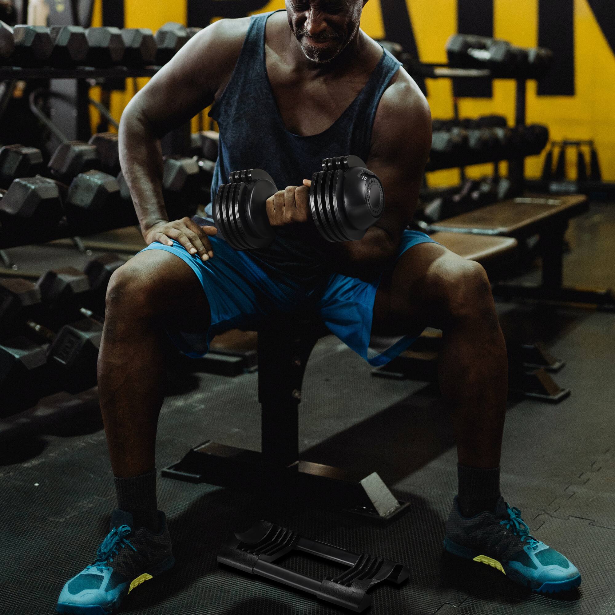 Alt View 5. ELEMENT ACE - Adjustable Dumbbell 22LBS - Strength Training for Home Gym Workouts - Black.