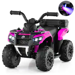 Gymax - 6V Kids Ride On ATV w/ Music & Spray Function USB Port Storage Box Toy Car - Pink