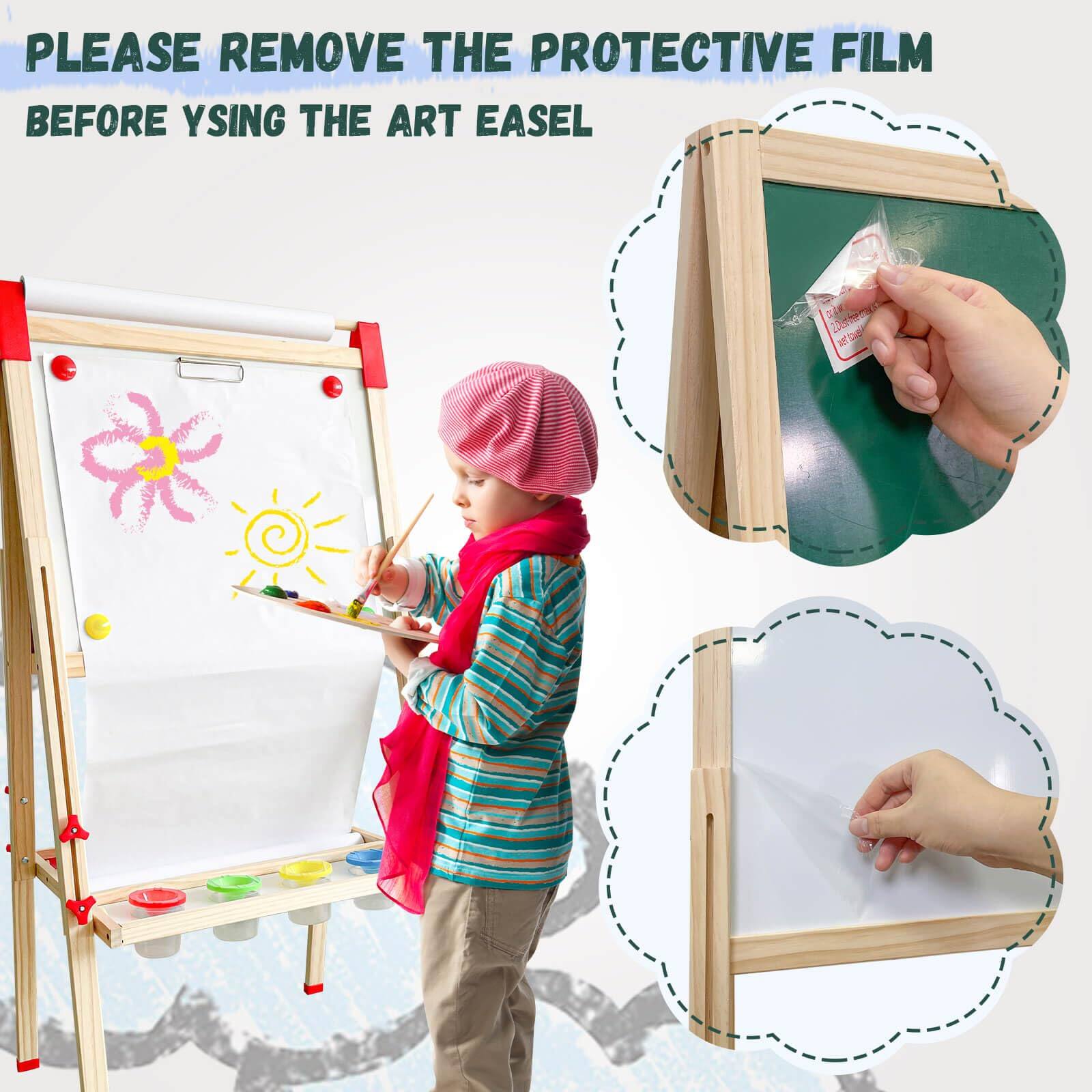PLEASE REMOVE THE PROTECTIVE FILM BEFORE USING THE ART EASEL
