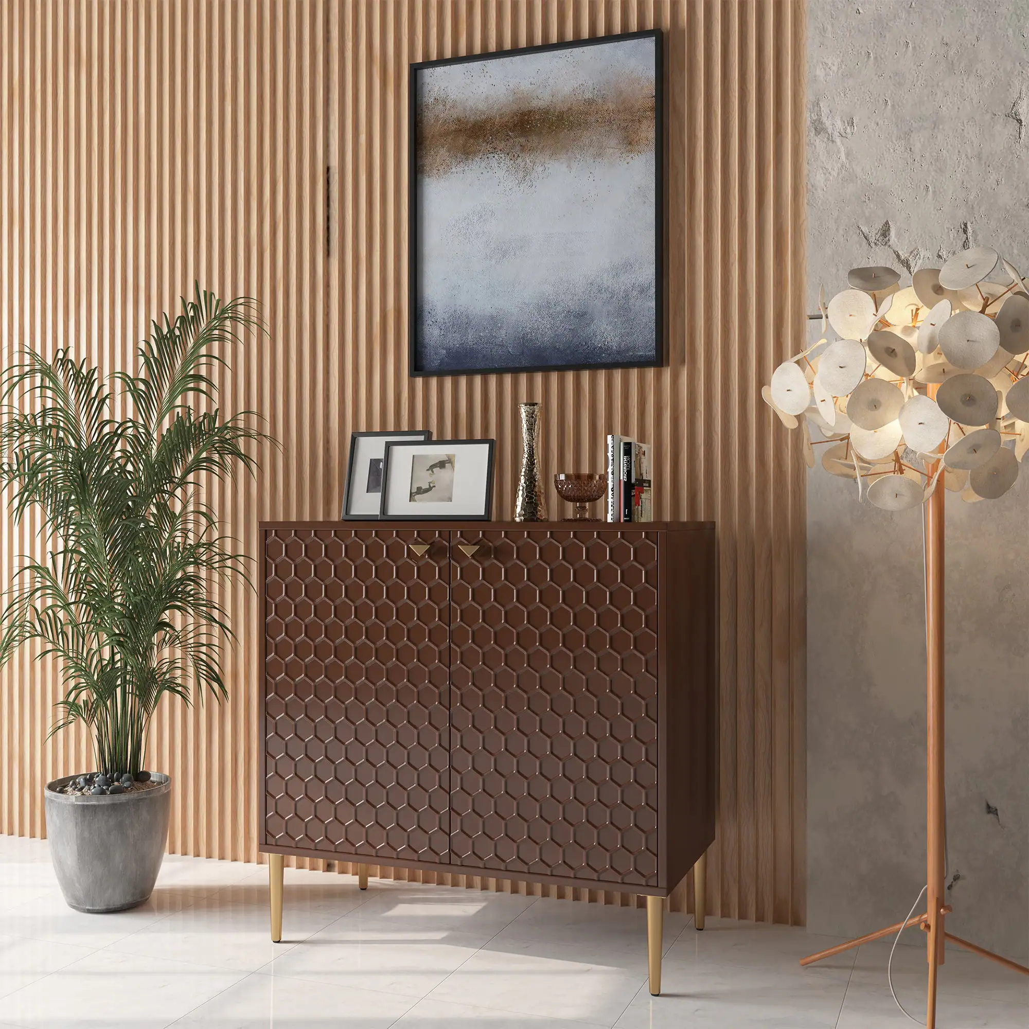 Alt View 3. Boyel Living - Boyel Living 2 Door Cabinet Storage Cabinet - Chocolate Brown.