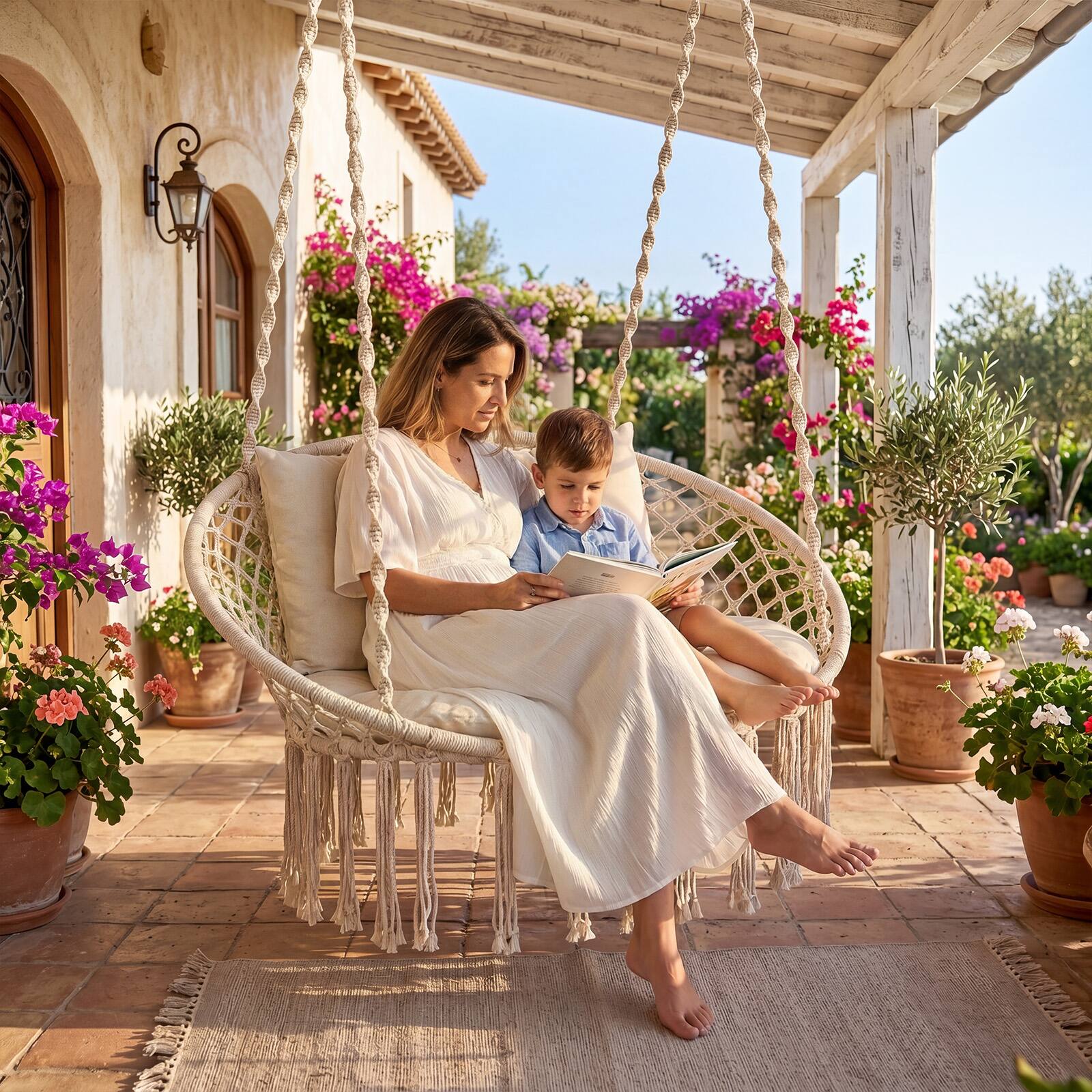 Alt View 4. Costway - Costway Double Swing Chair with Cushions,Hanging Hammock Chair for Indoor & Outdoor Use - Beige.