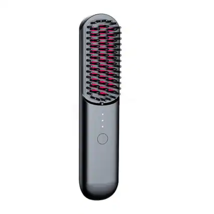 Front. Cluzine - Cordless Negative Ion Hair Straightener Brush, 3-Temp, Keratin Coated, Anti-Scald, USB Rechargeable.