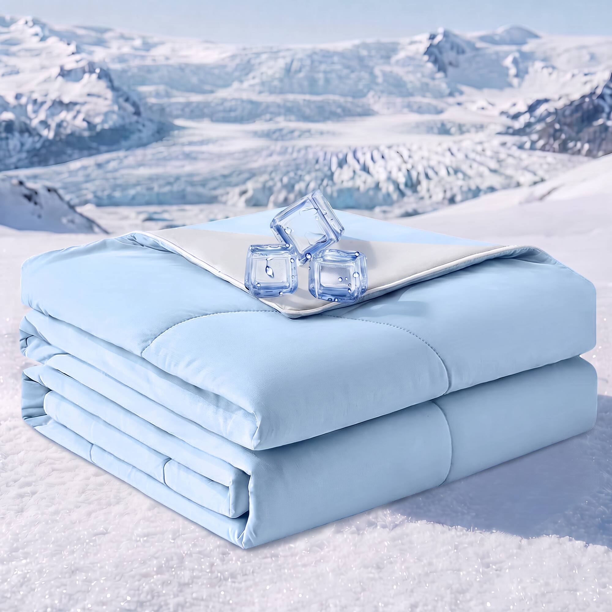 Alt View 3. KERDOM - Single/Twin - Cooling Comforter for Night Sweats, Arc-Chill Q-max>0.45, Instant Cool, Breathable Cold Throw, Washable - Ice Blue.