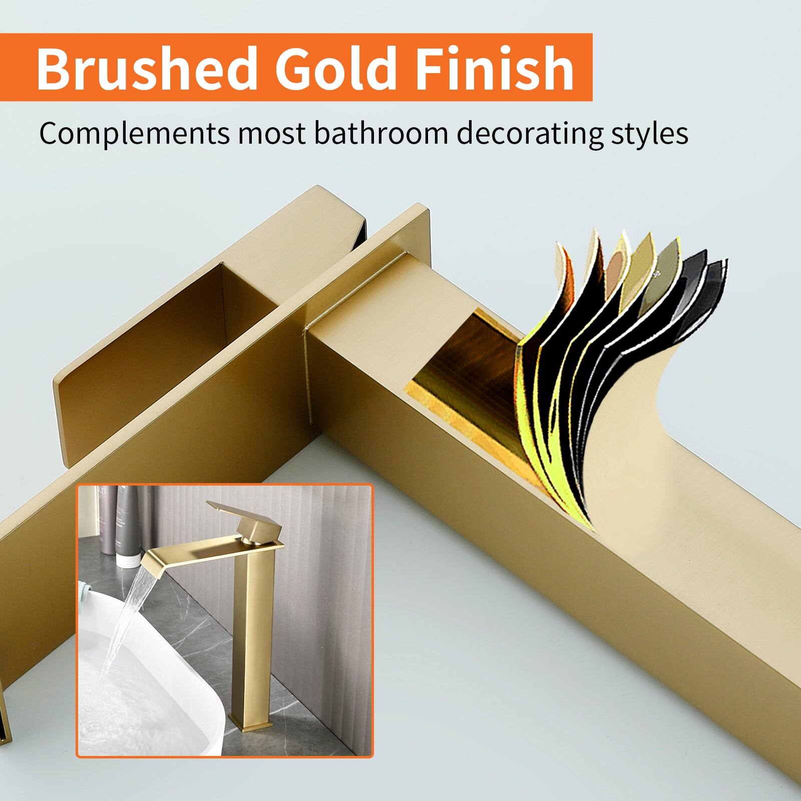 Brushed Gold Finish  
Complements most bathroom decorating styles