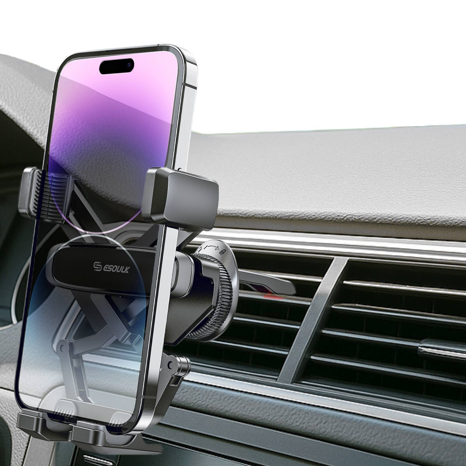 Alt View 4. Esoulk - Gravity Car Air Vent Universal Phone Holder Mount - Black.