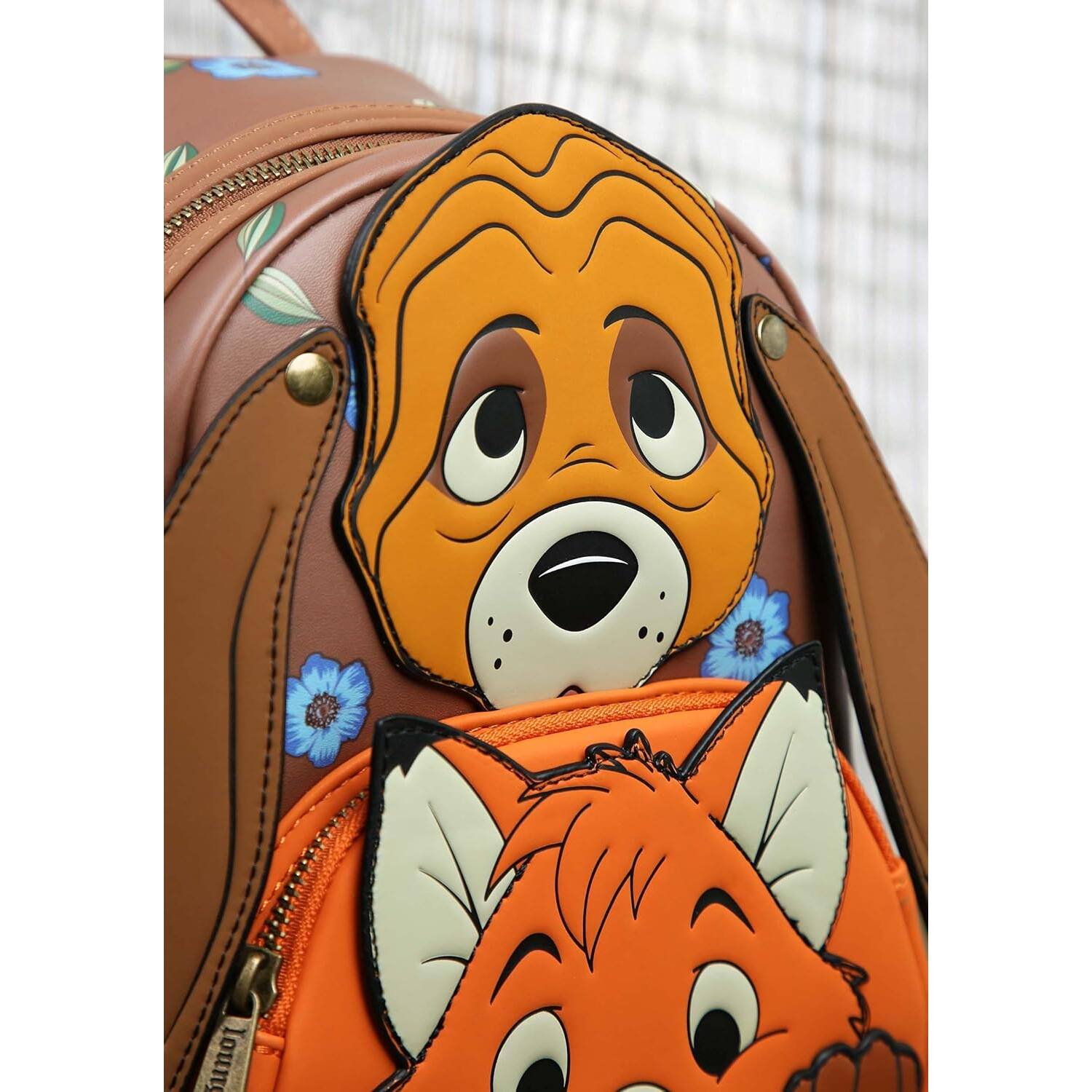 Alt View 4. LoungeFly - Loungefly Disney Fox and Hound Brown Mini Faux Leather Backpack with Pockets - Multicolored.