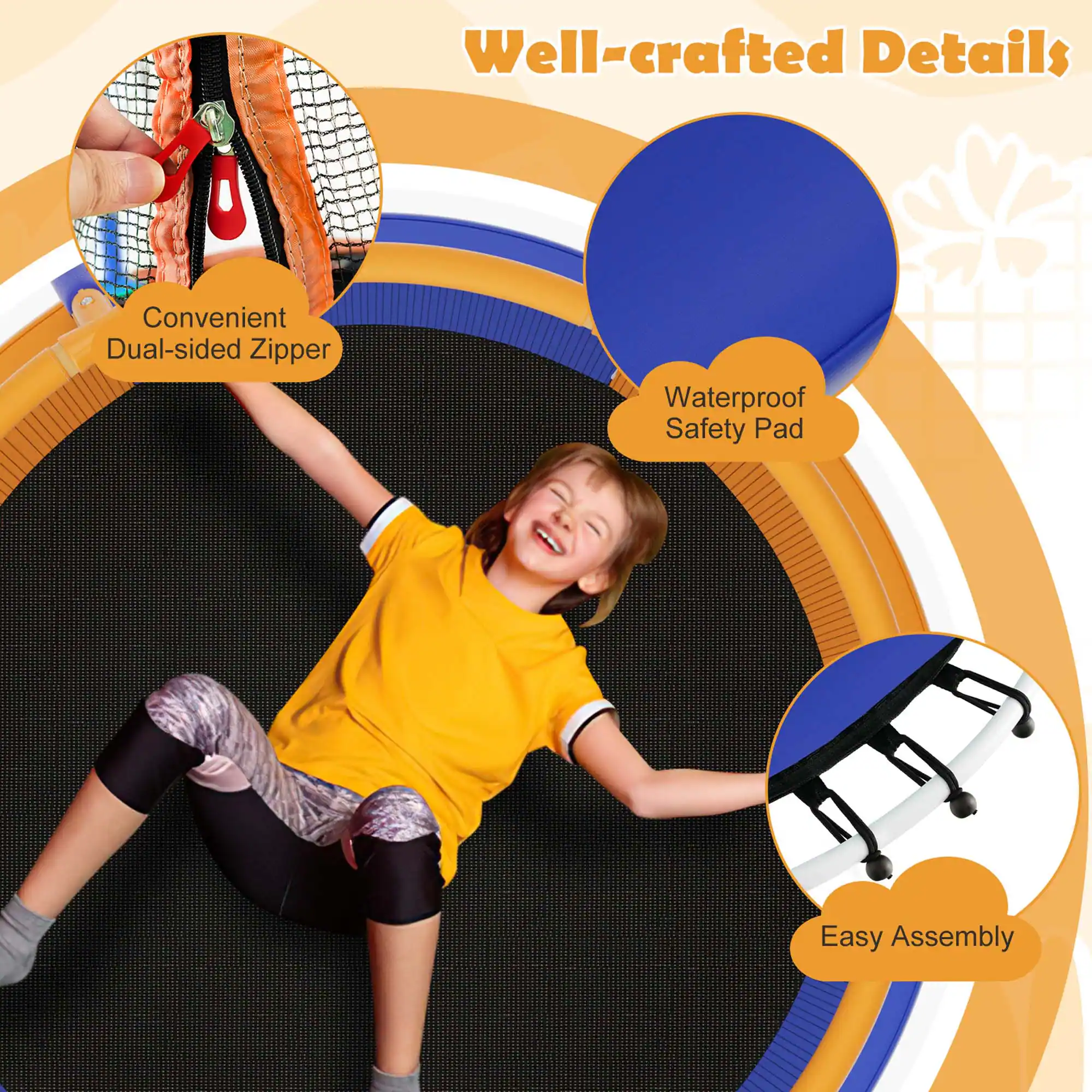 Well-crafted Details

- Convenient Dual-sided Zipper
- Waterproof Safety Pad
- Easy Assembly