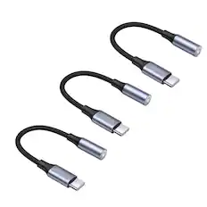 Front. Qixxronics - USB-C to 3.5mm Audio Jack Adapter (3-Pack) - Gray.