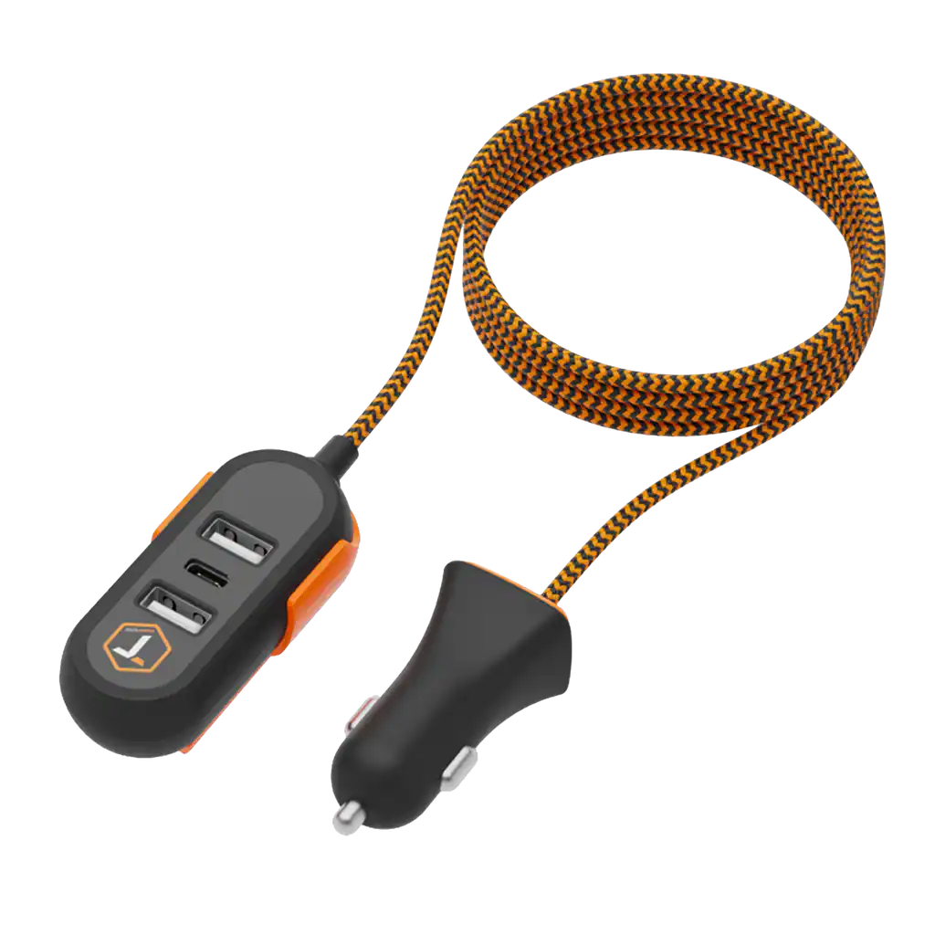 ToughTested 47W 4 Port PD Car Charger with 5ft Extension, Front ...