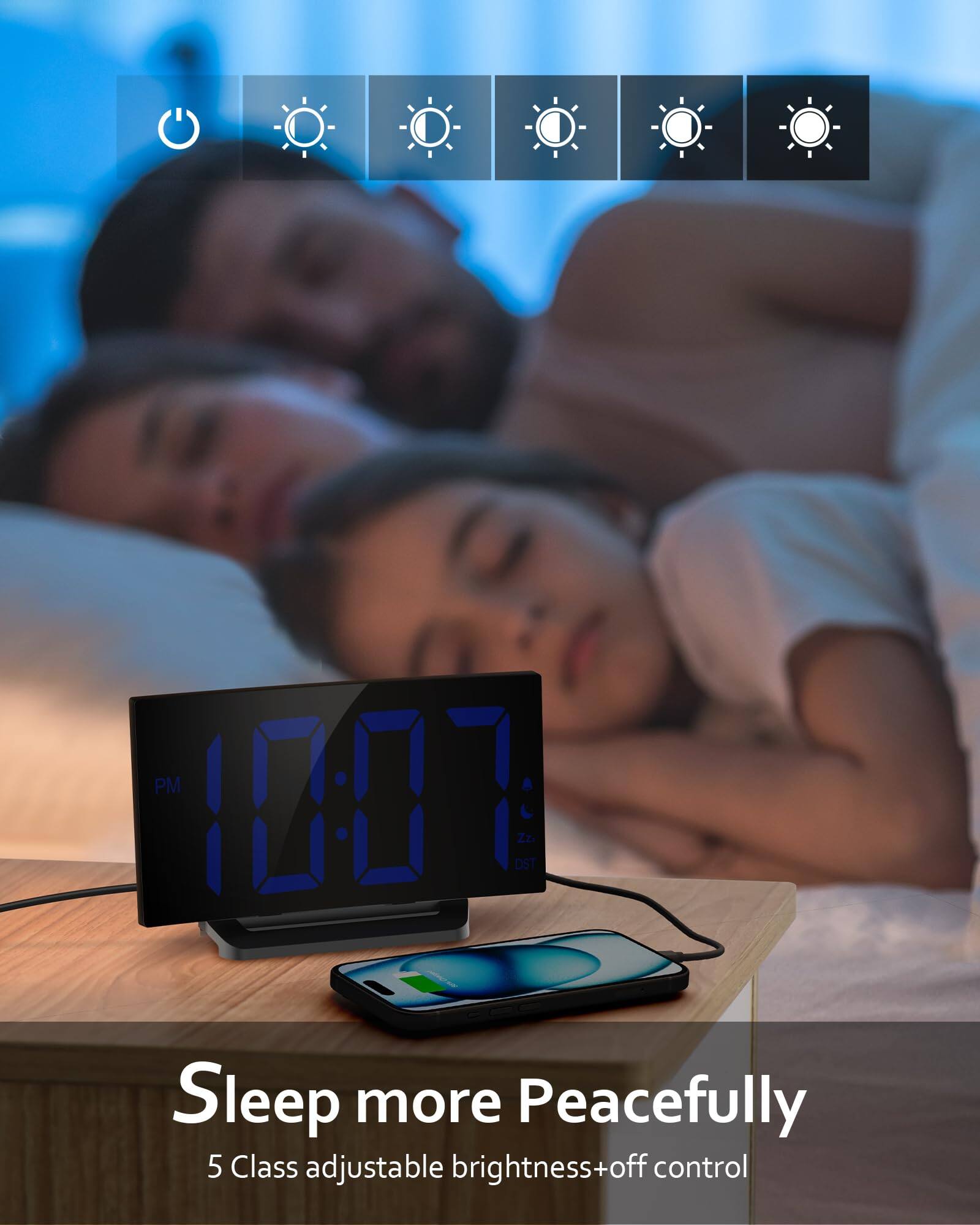 PM 10:07 DST Zz. Sleep more Peacefully  
5 Class adjustable brightness+off control