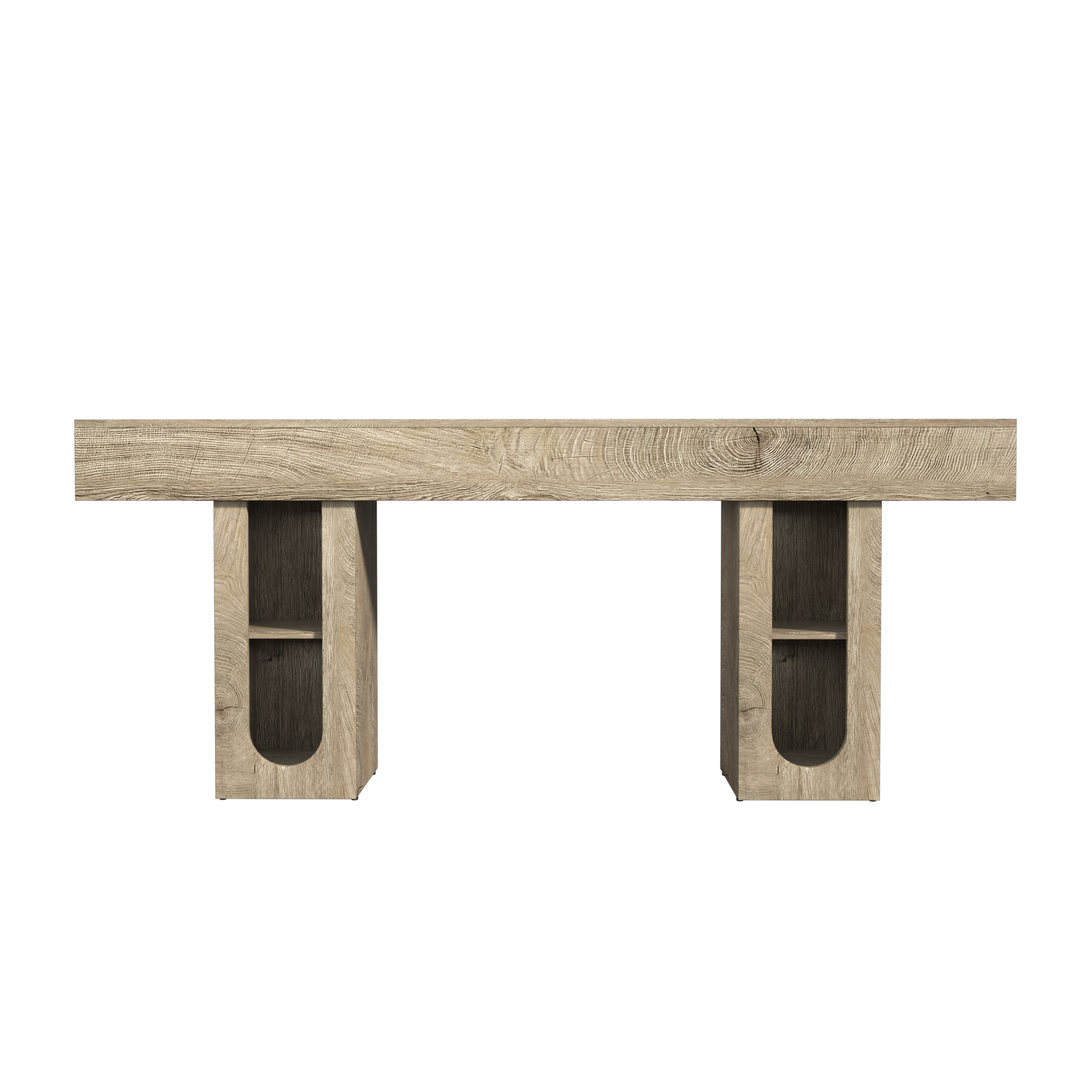 Alt View 2. Whisen - 71-Inch Long Console Table with Built-in Power Outlet and Adjustable Shelves-Natural - Natural.