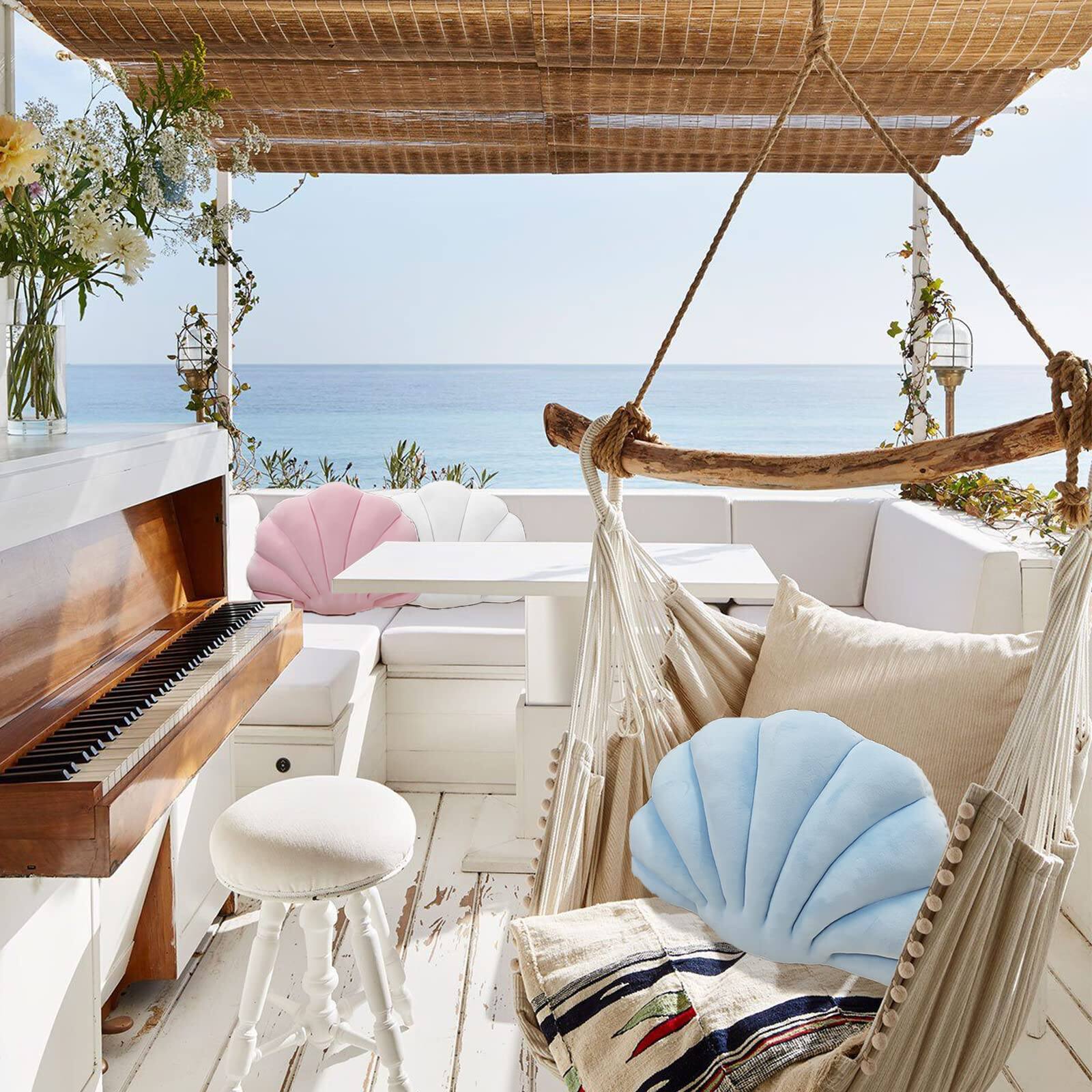 Alt View 5. Paradigms Interiors - Shell Pillow Seashell Pillows Patio Shaped Gifts Accent Series Ultra Soft Cushion For Bed Living Room 3d In... - Light Pink-14 x 11 inches.