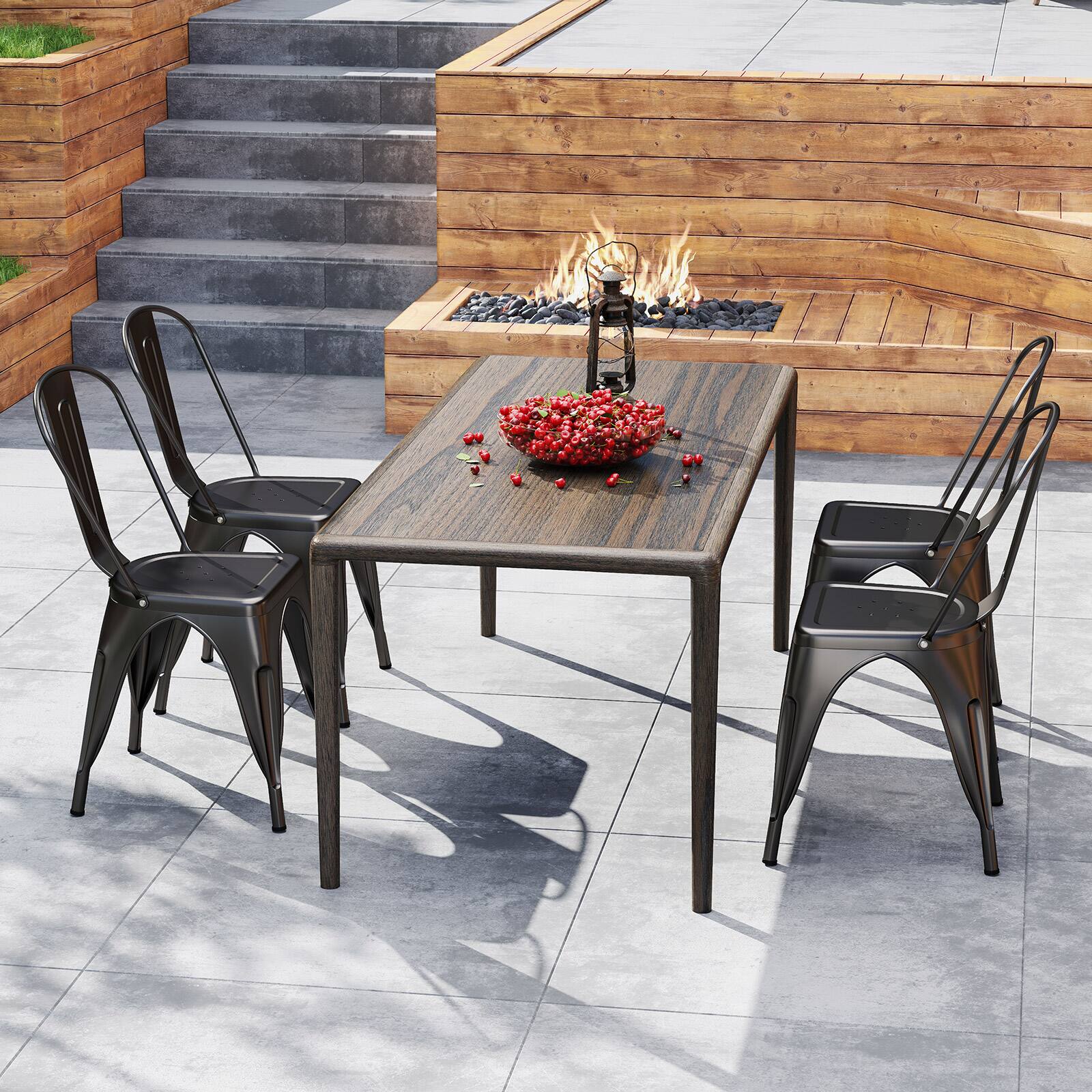 Alt View 3. Gymax - Gymax Tolix Style Metal Dining Chairs Set of 4 w/ Removable Backrest for Dining Room - Bronze.