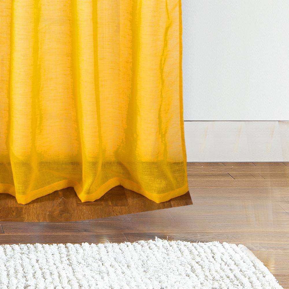 Left. RT Designers Collection - RT Designers Collection Astro Textured Rod Pocket Curtain Panel 54" x 90" Neon Yellow - Neon Yellow.