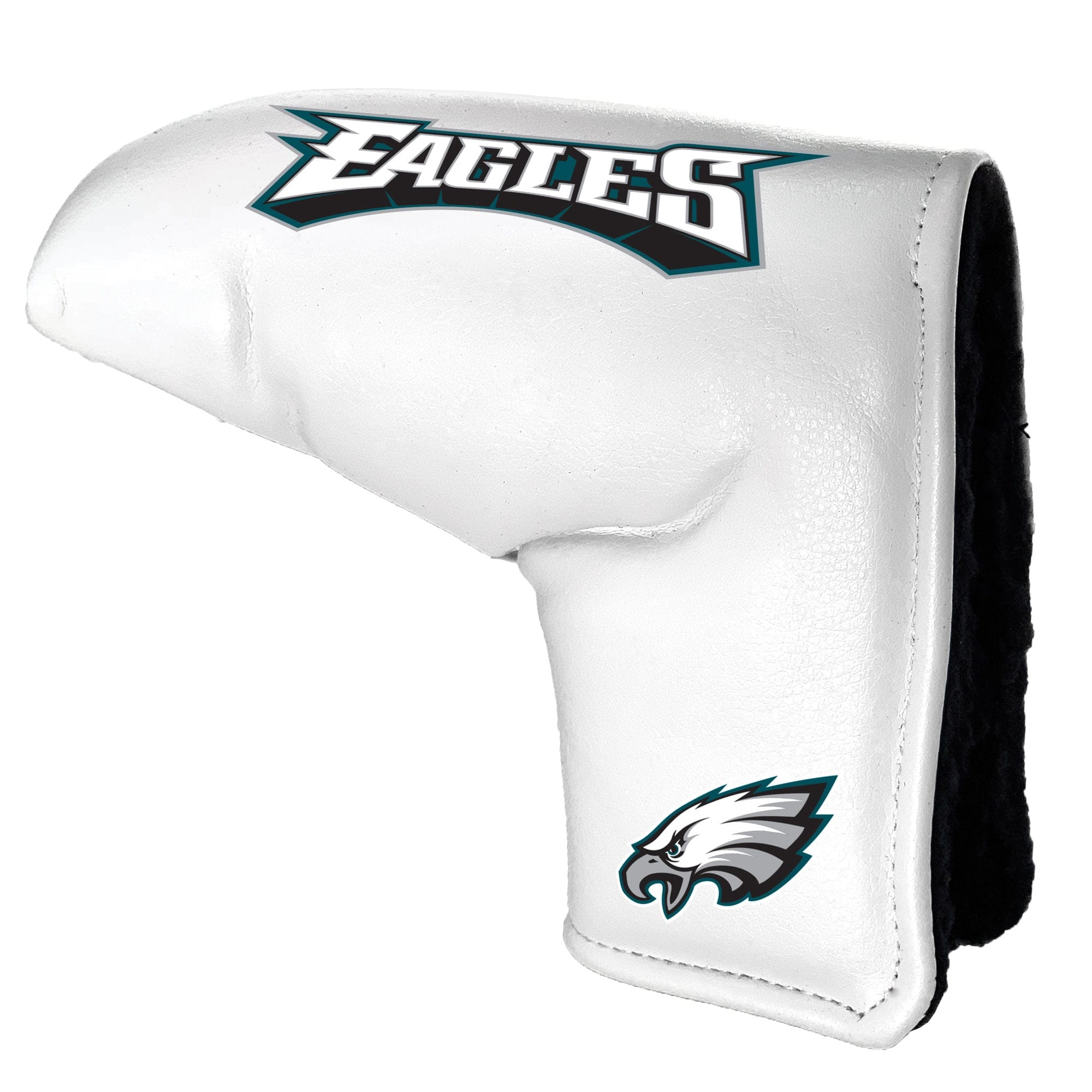 Front. Team Golf - Philadelphia Eagles Tour Blade Putter Cover - White.