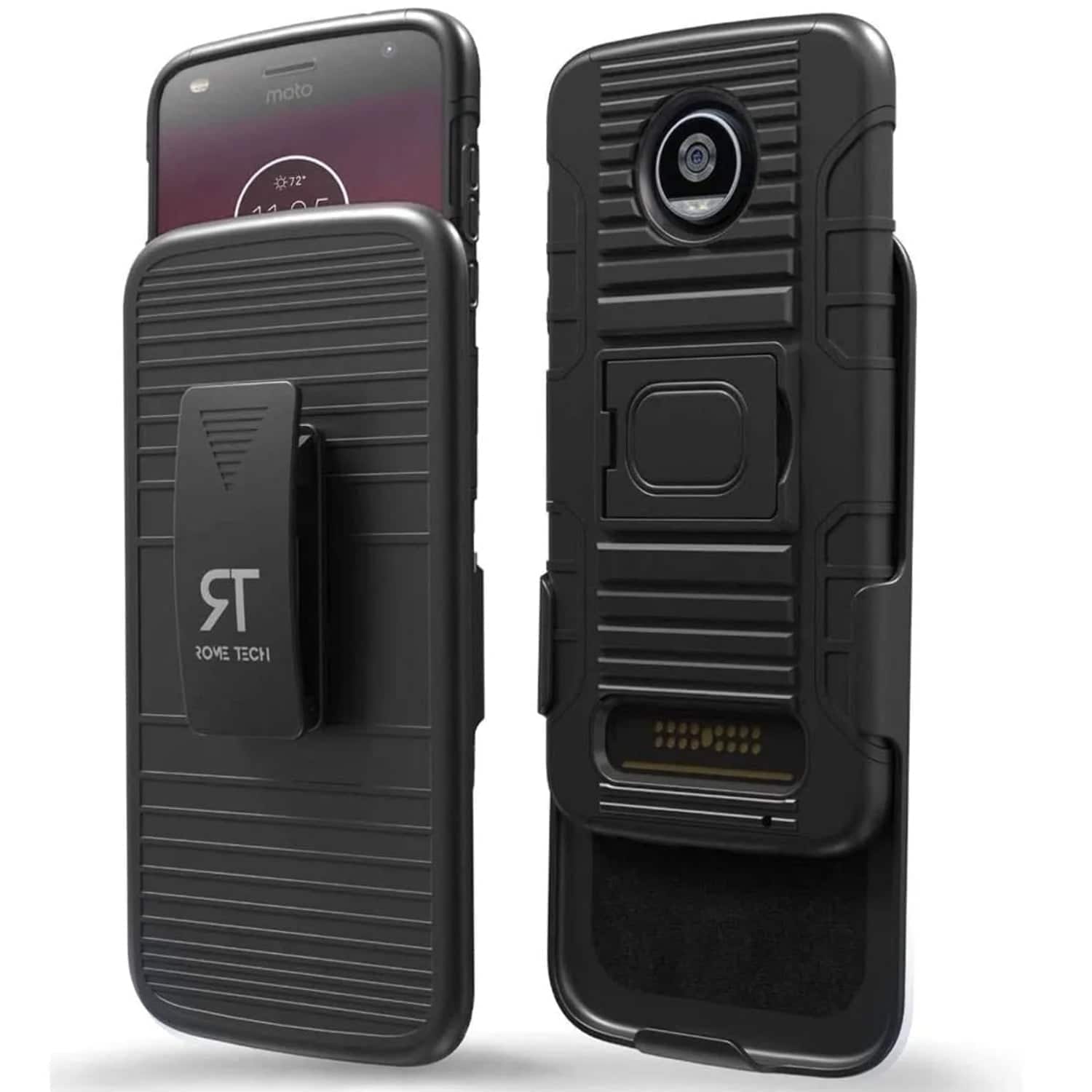 RomeTech - Rome Tech Dual Layer Holster for Moto Z2 Play - Black
