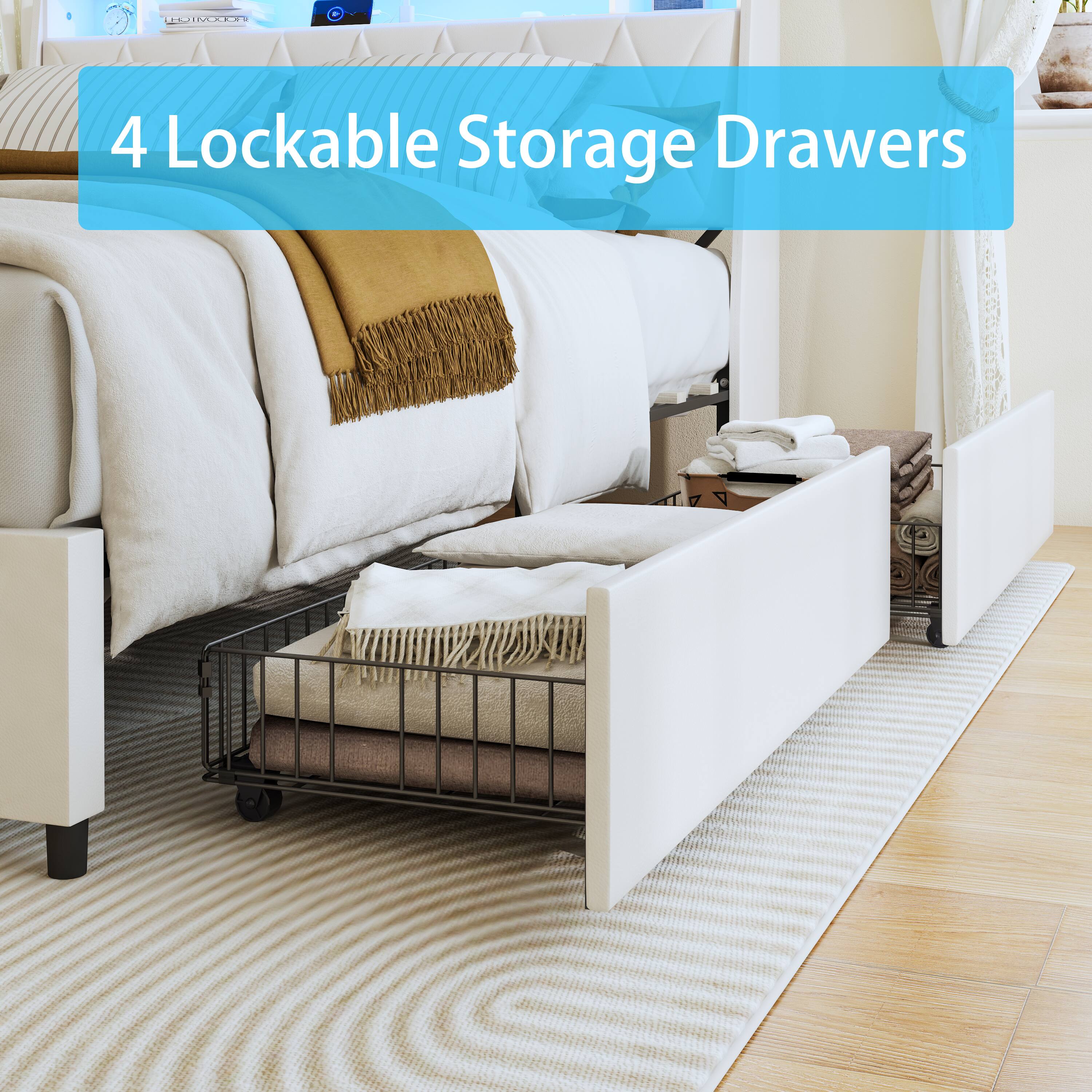 4 Lockable Storage Drawers