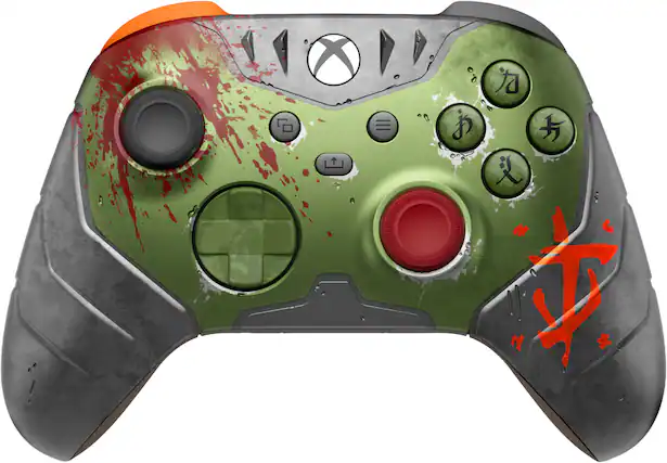 Front. Microsoft - Limited Edition Xbox Wireless Controller for Xbox Series X, Xbox Series S, Xbox One, PCs, and Cloud-Enabled Devices - DOOM: The Dark Ages.