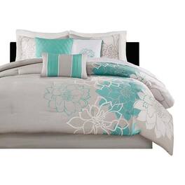 Gracie Mills - Glenda Floral Printed Comforter Set - Aqua