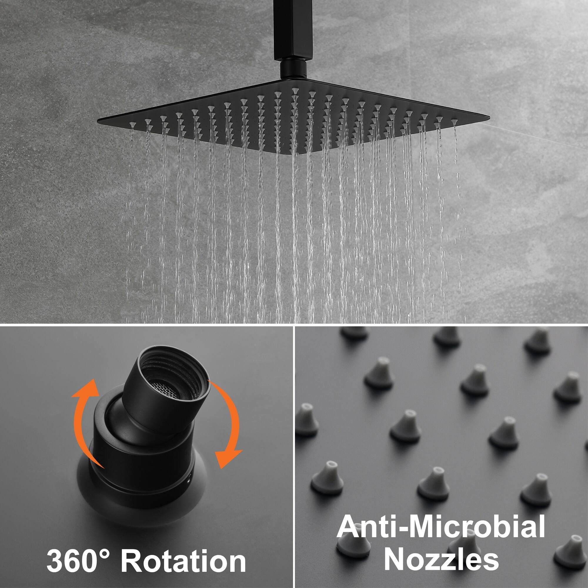 Anti-Microbial Nozzles  
360° Rotation